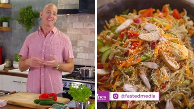 Miso-sesame noodles with cucumber and capsicums