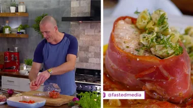 Salmon saltimbocca