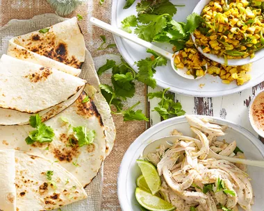 Barbecue chicken tortillas with grilled corn salsa