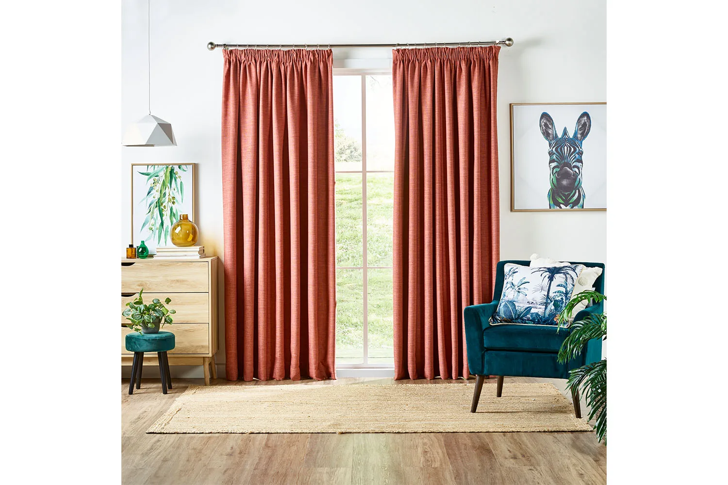 orange curtains