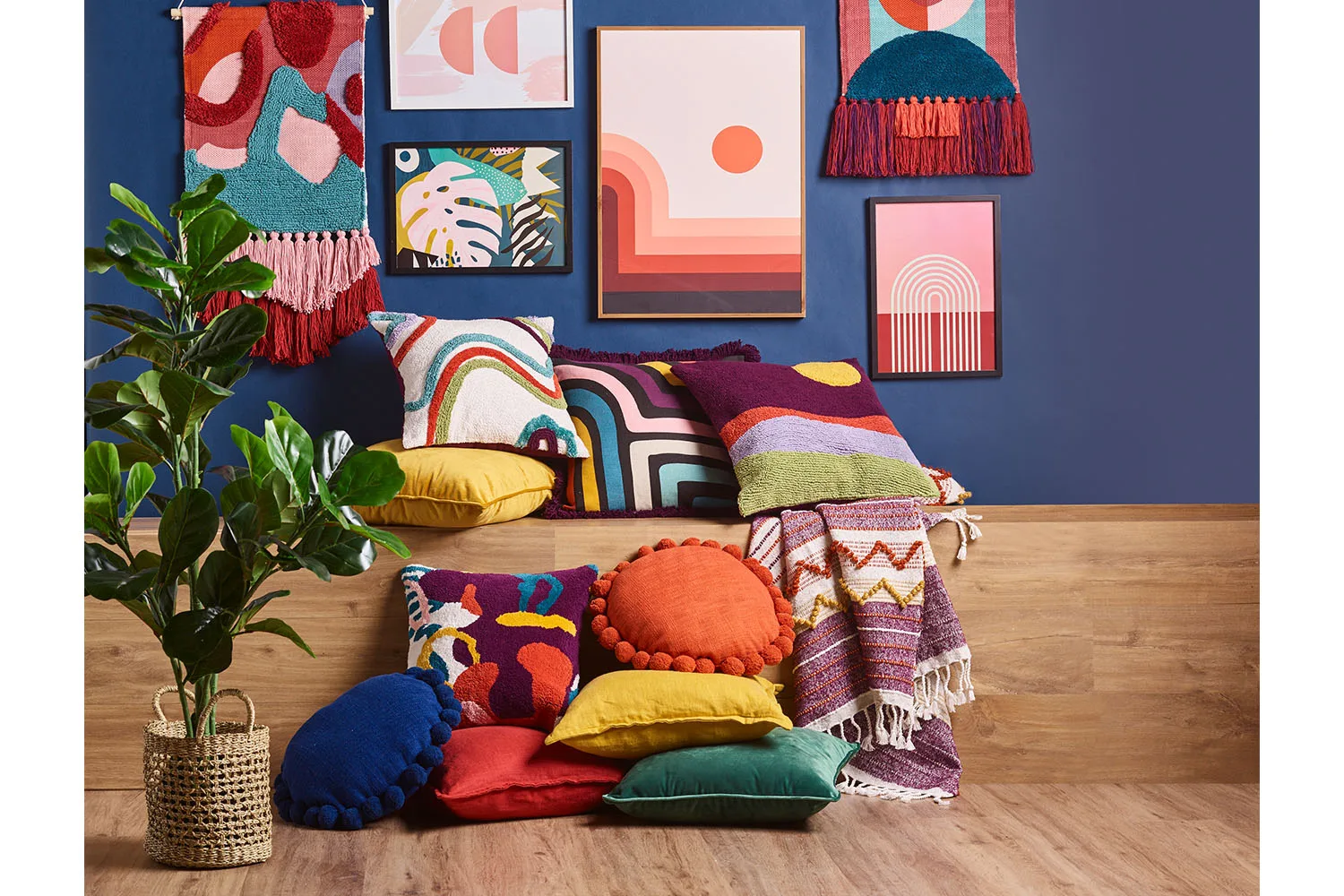 cushions and throw blankets