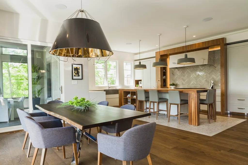 Interior kitchen and living room