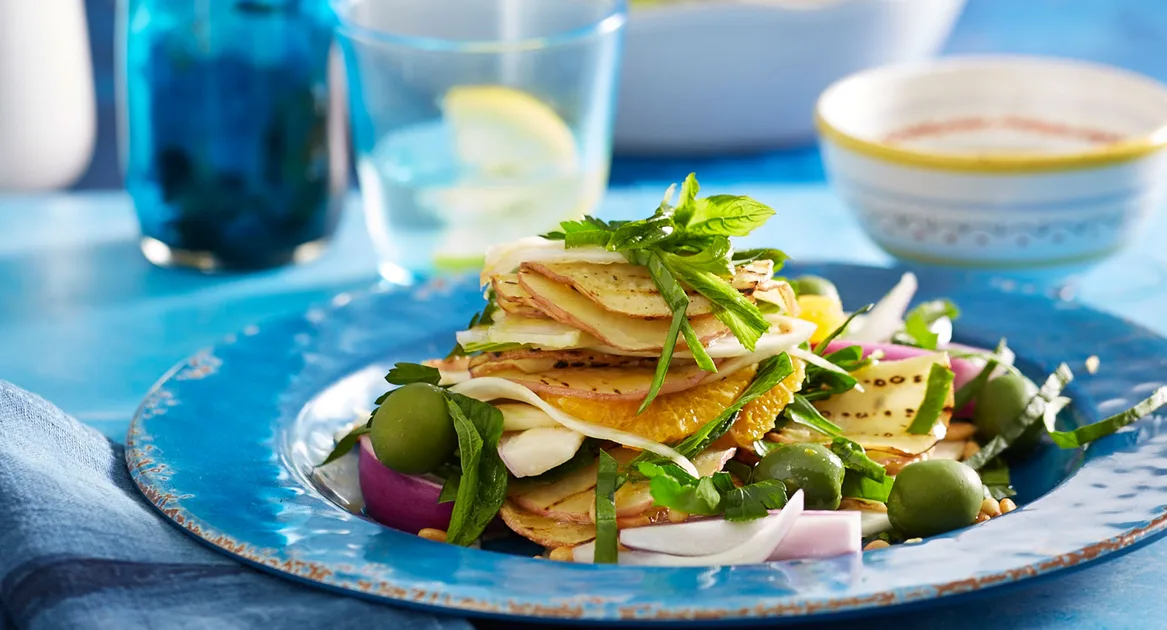 recipe grilled potato fennel orange olive salad Recipe | Better Homes & Gardens Australia