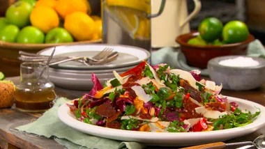 Lemon bucatini with oven-roasted broccoli