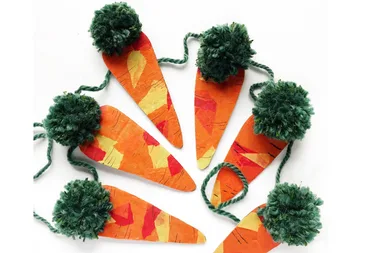 Cardboard carrot garland craft