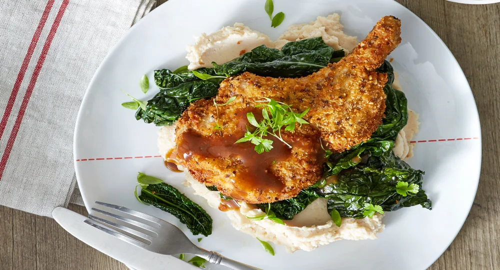 Pork schnitzel with chestnut mash - Better Homes & Gardens Australia