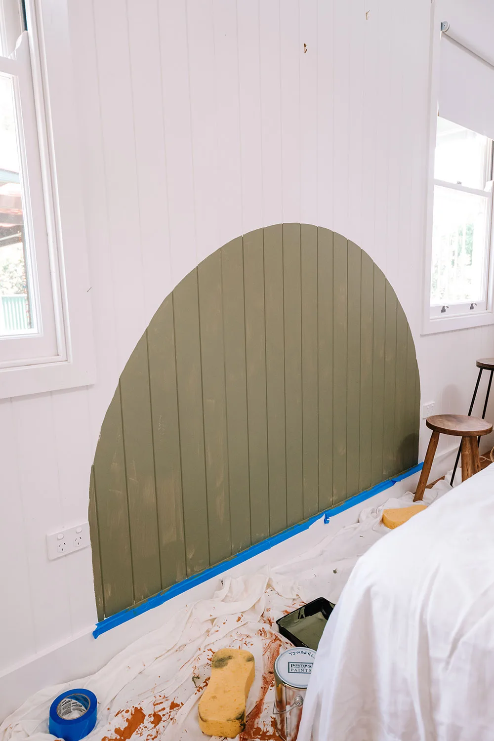 green painted bedhead