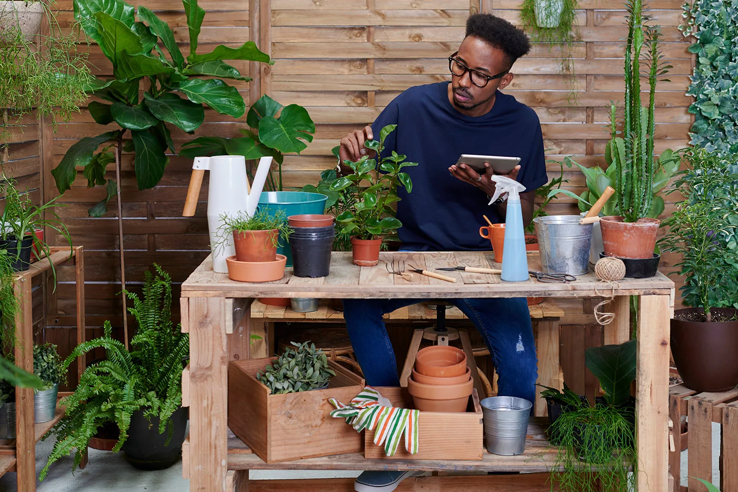 man planting garden