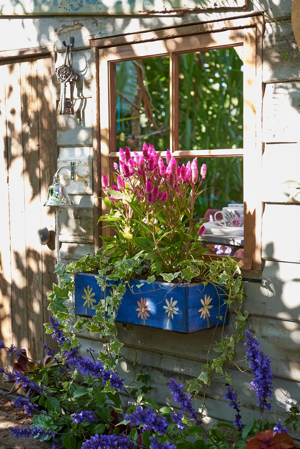Shed wall with window box