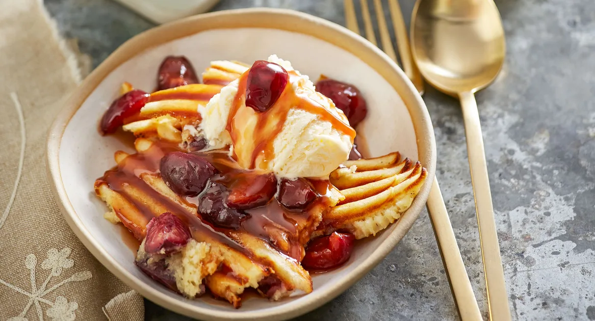 Cherry studded griddle pan waffles Recipe - Better Homes & Gardens Australia