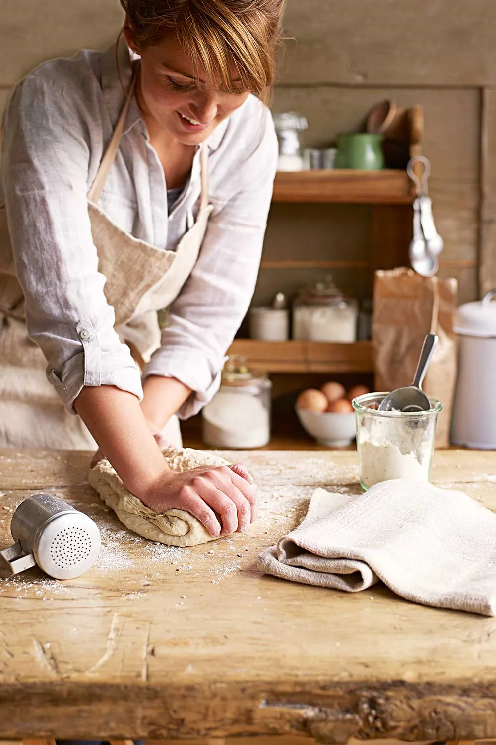 Woman baking bread