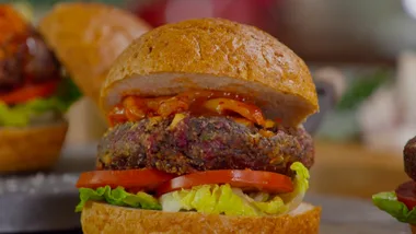 Chickpea and mushroom burger