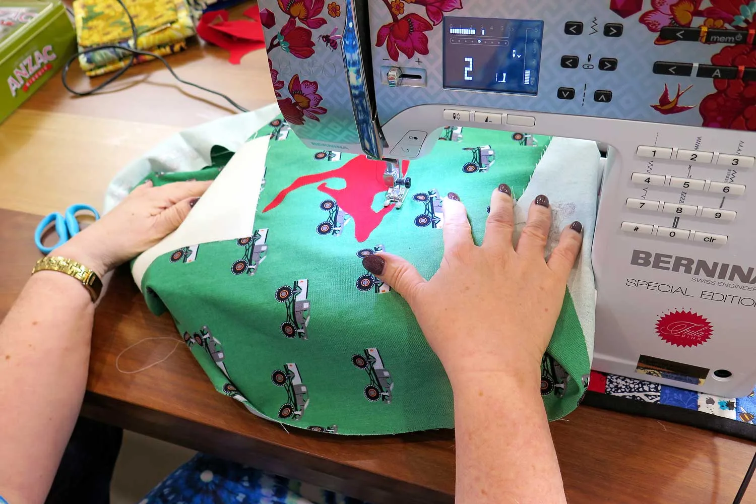 Sewing an applique kangaroo