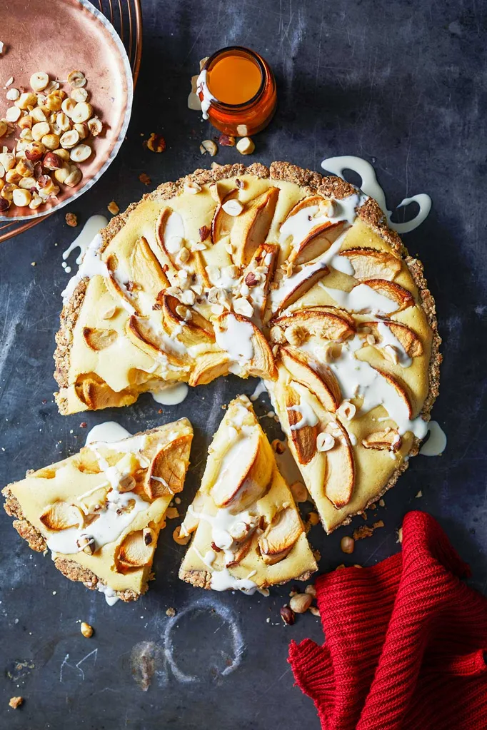 Belgian apple and hazelnut tart