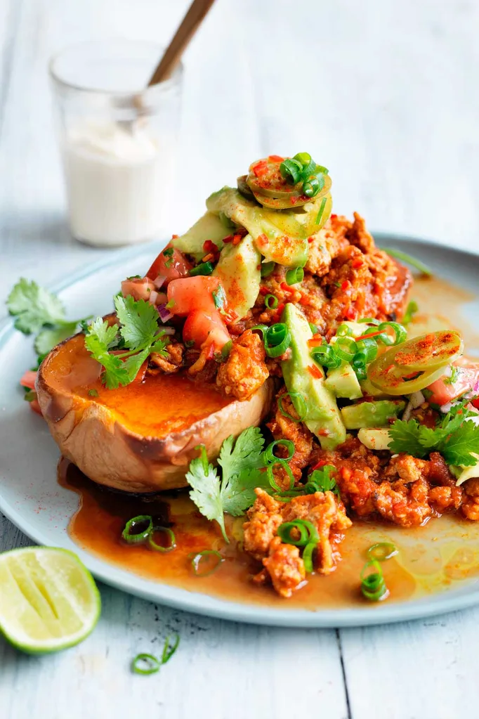 Mexican chicken with roasted pumpkin