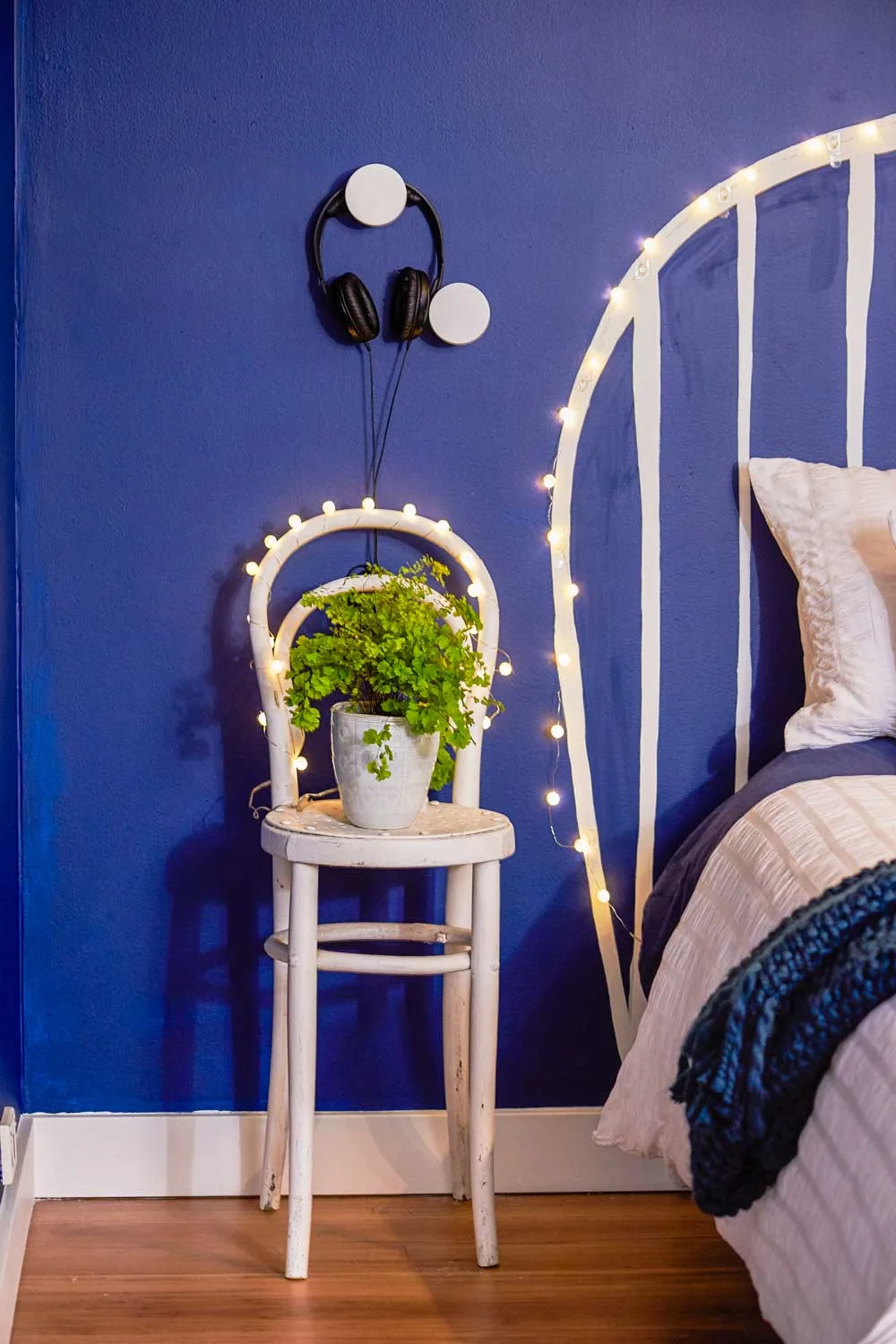 Bedside chair with fairy lights