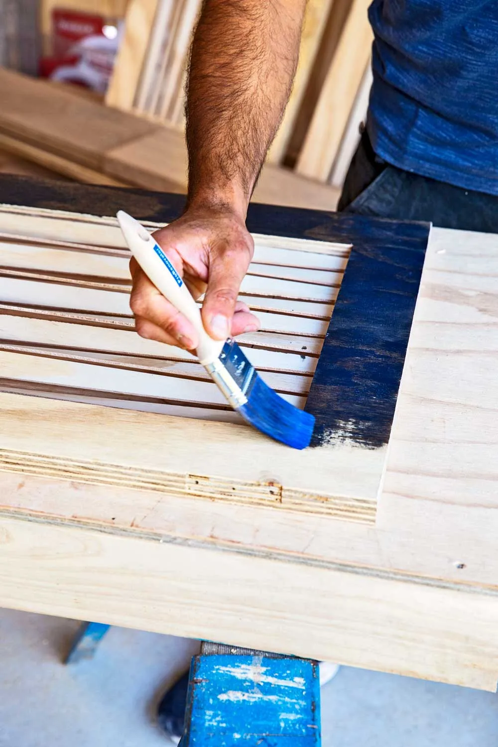Apply stain and varnish to screen