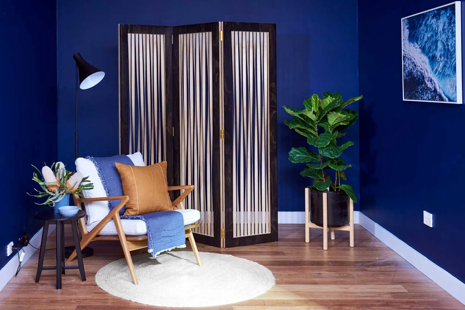 Plywood room divider screen