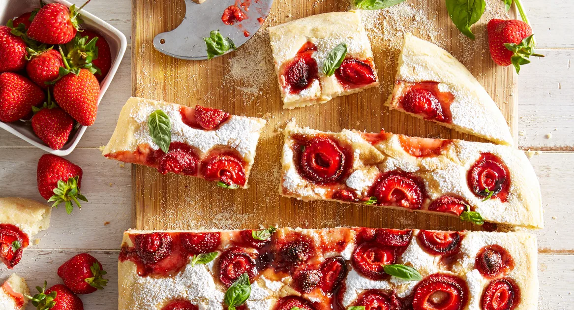 Recipe for Sweet Focaccia with Fresh Strawberries - Better Homes & Gardens Australia