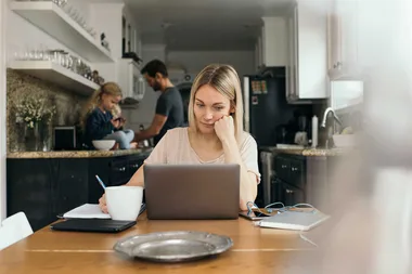Woman working at table