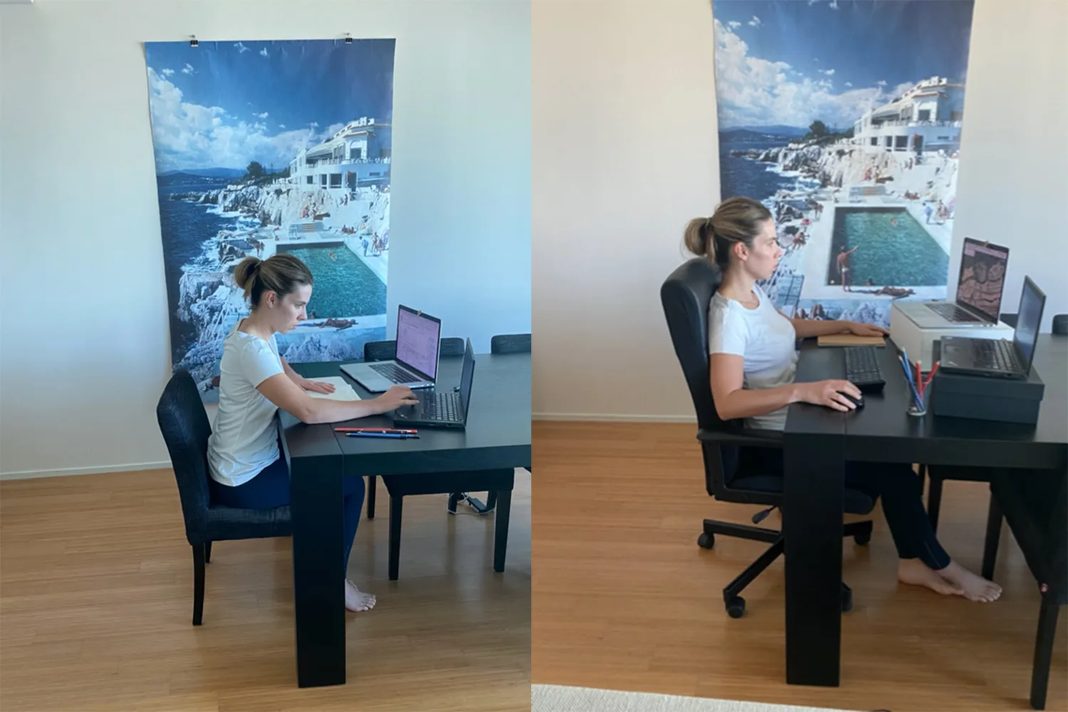 Working at table