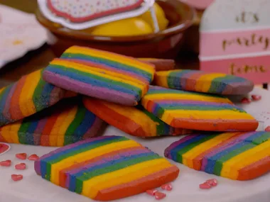 Rainbow stripe biscuits