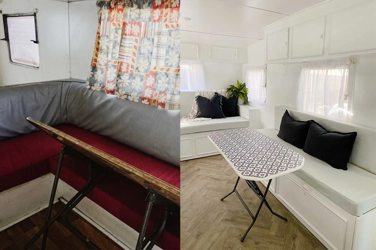 Vintage caravan renovation dining area