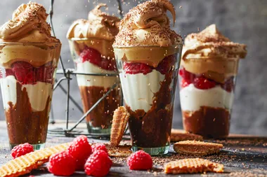 Mocha raspberry mousse cups