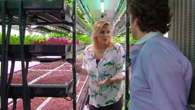 Johanna visits a hydroponic farm in a shipping container