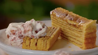 Wild honey thousand-layer cake with jammy fool