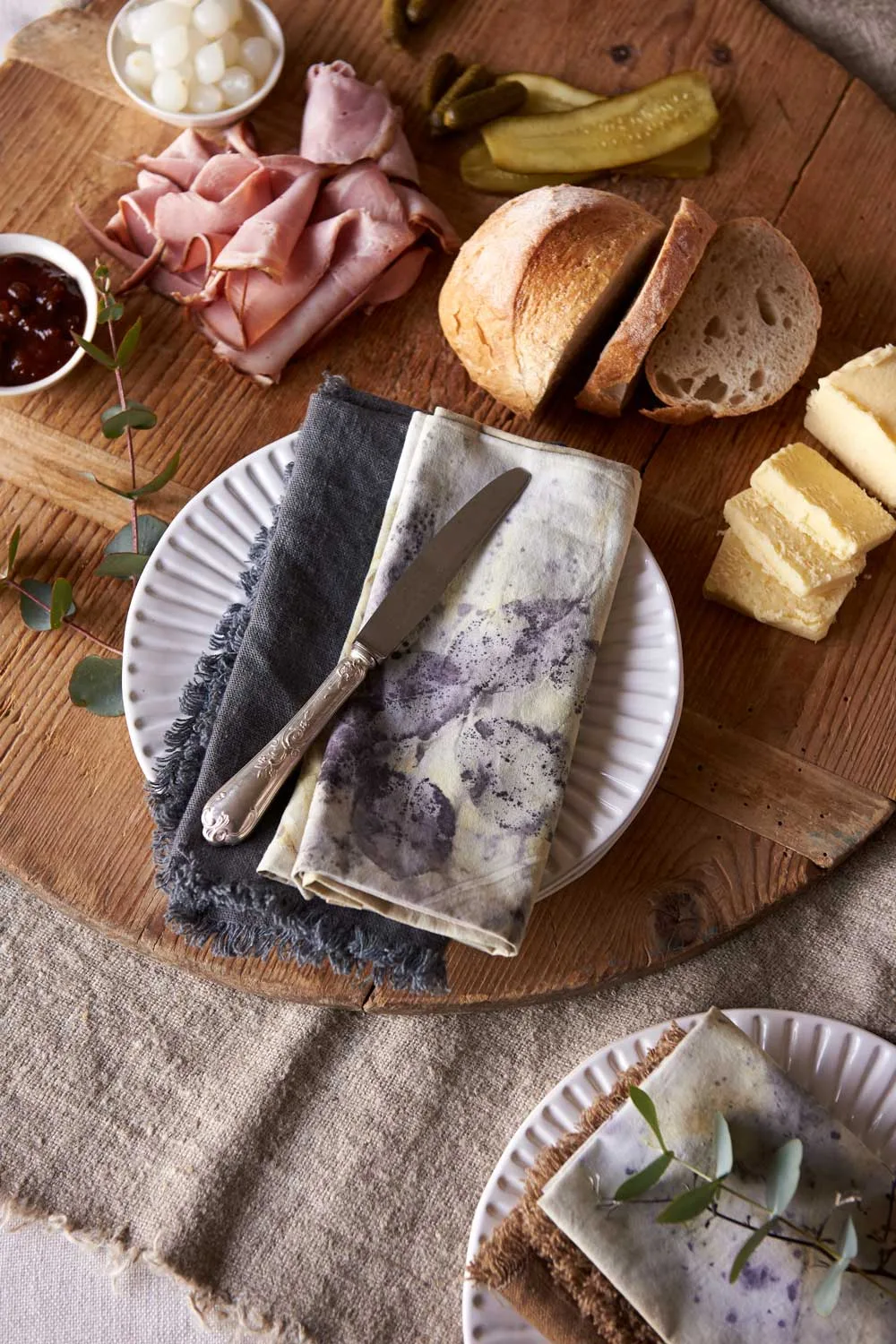 Eco printed fabric napkins