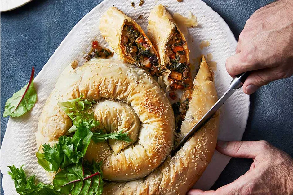 Spinach, cheese and winter vegetable pastry coil Recipe - Better Homes & Gardens Australia