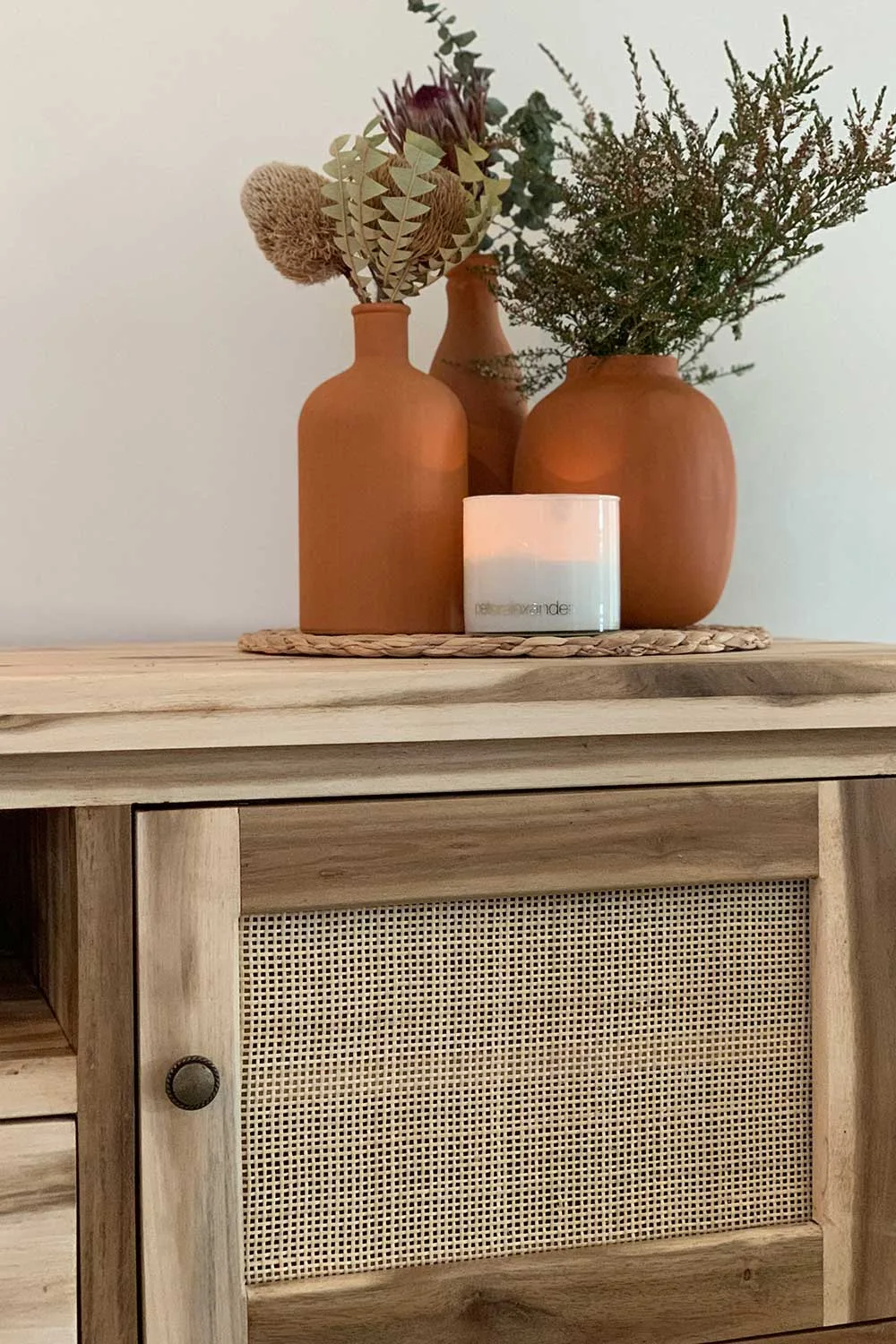 Upcycled rattan media unit