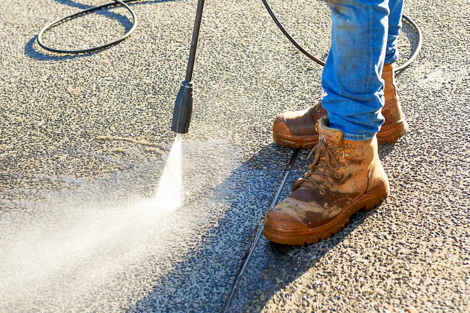 Pressure cleaning driveway