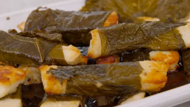 Haloumi Wrapped in Vine Leaves