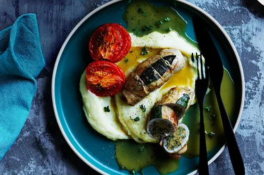 Pork, herb and cheese involtini with easy pan sauce