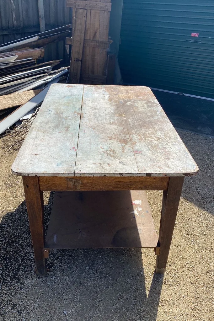 Cheap island bench before being sanded