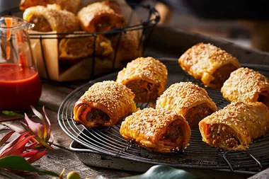Lamb, macadamia and mint sausage rolls