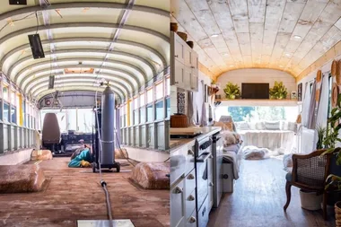 Couple converts old school bus into their dream tiny home on wheels!