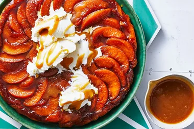 Peach tarte tatin