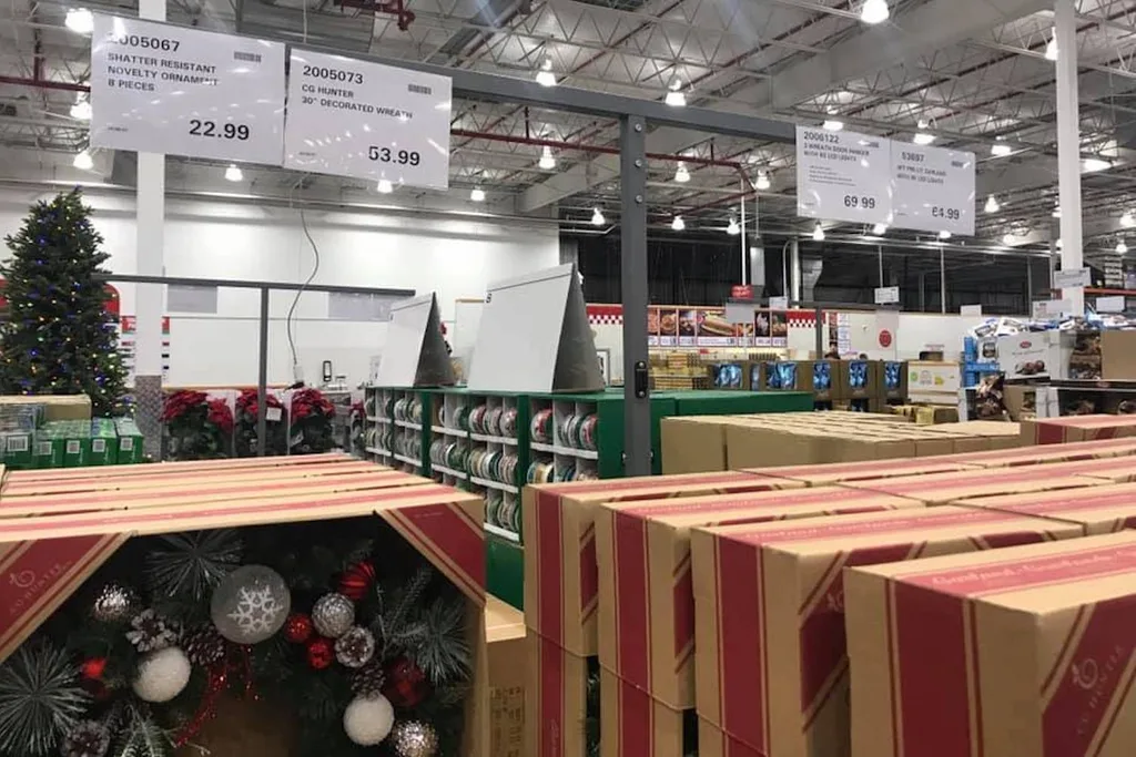 Christmas decorations in Costco store