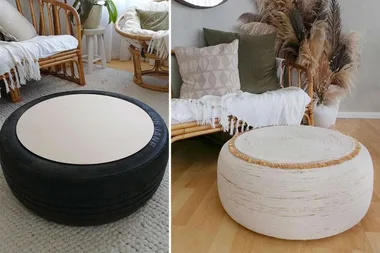 How one mum used an old car tyre to create a stunning ottoman