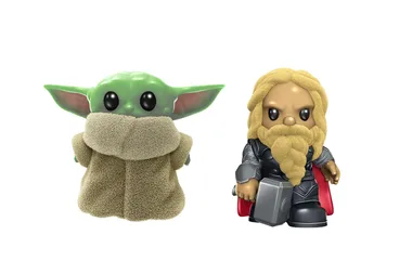 Baby Yoda and Thor Ooshies
