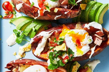 Twice-baked sweet potato breakfast nachos