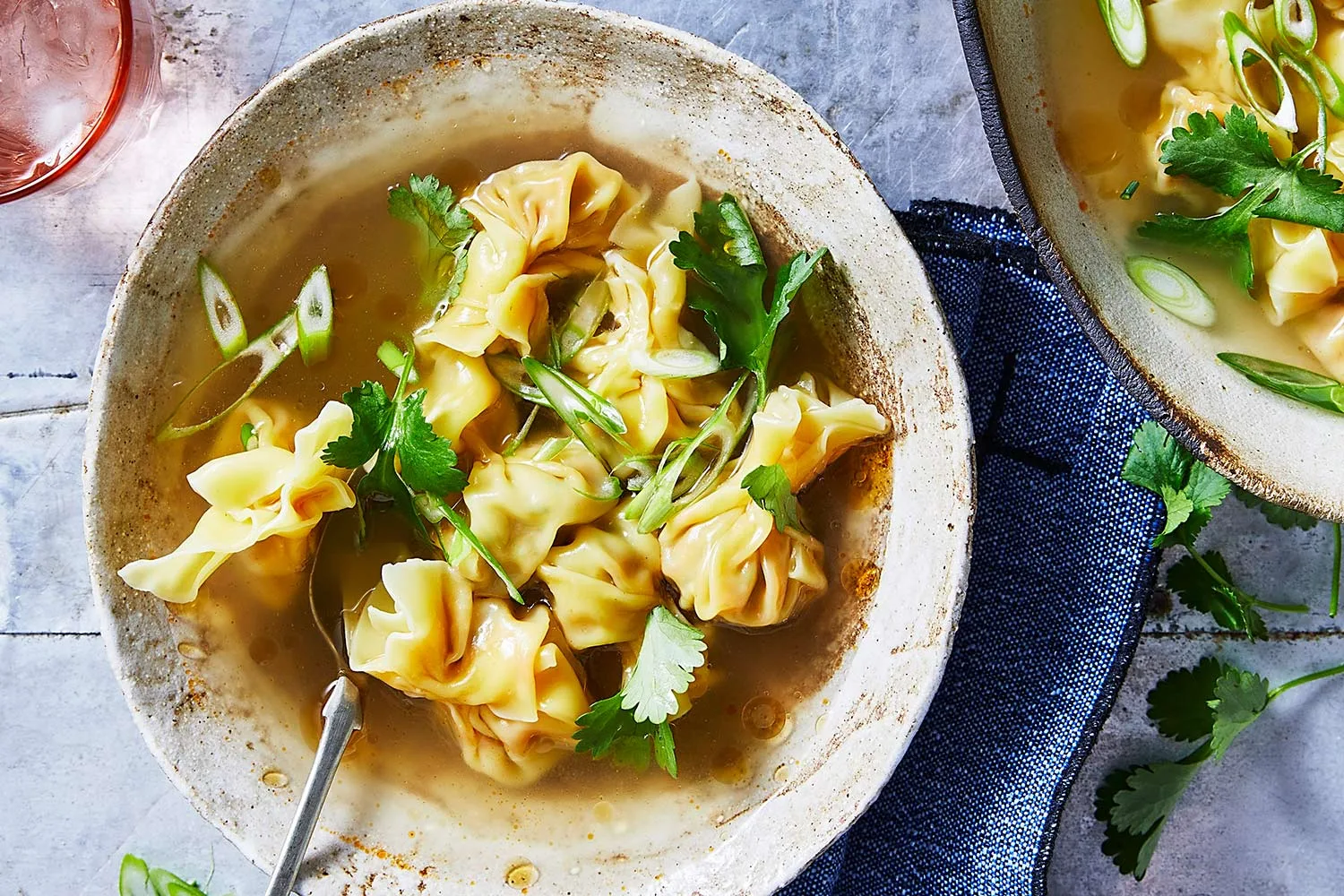 Pork wontons in broth