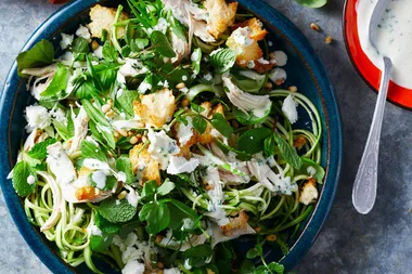 Chicken and asparagus salad with rich ranch dressing