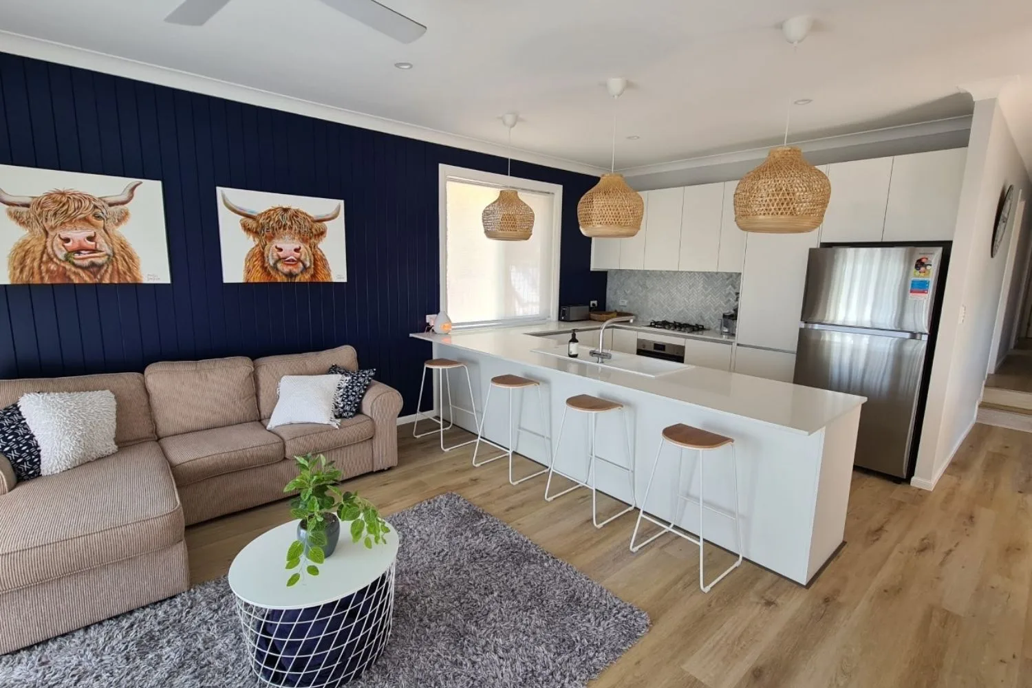 kitchen and lounge area