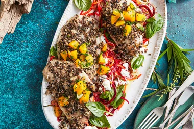 Olive-crusted yellowbelly with citrus