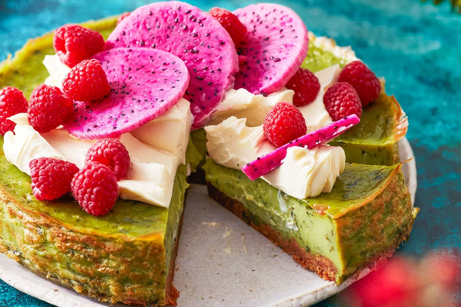 Matcha tea and herbed-custard tart