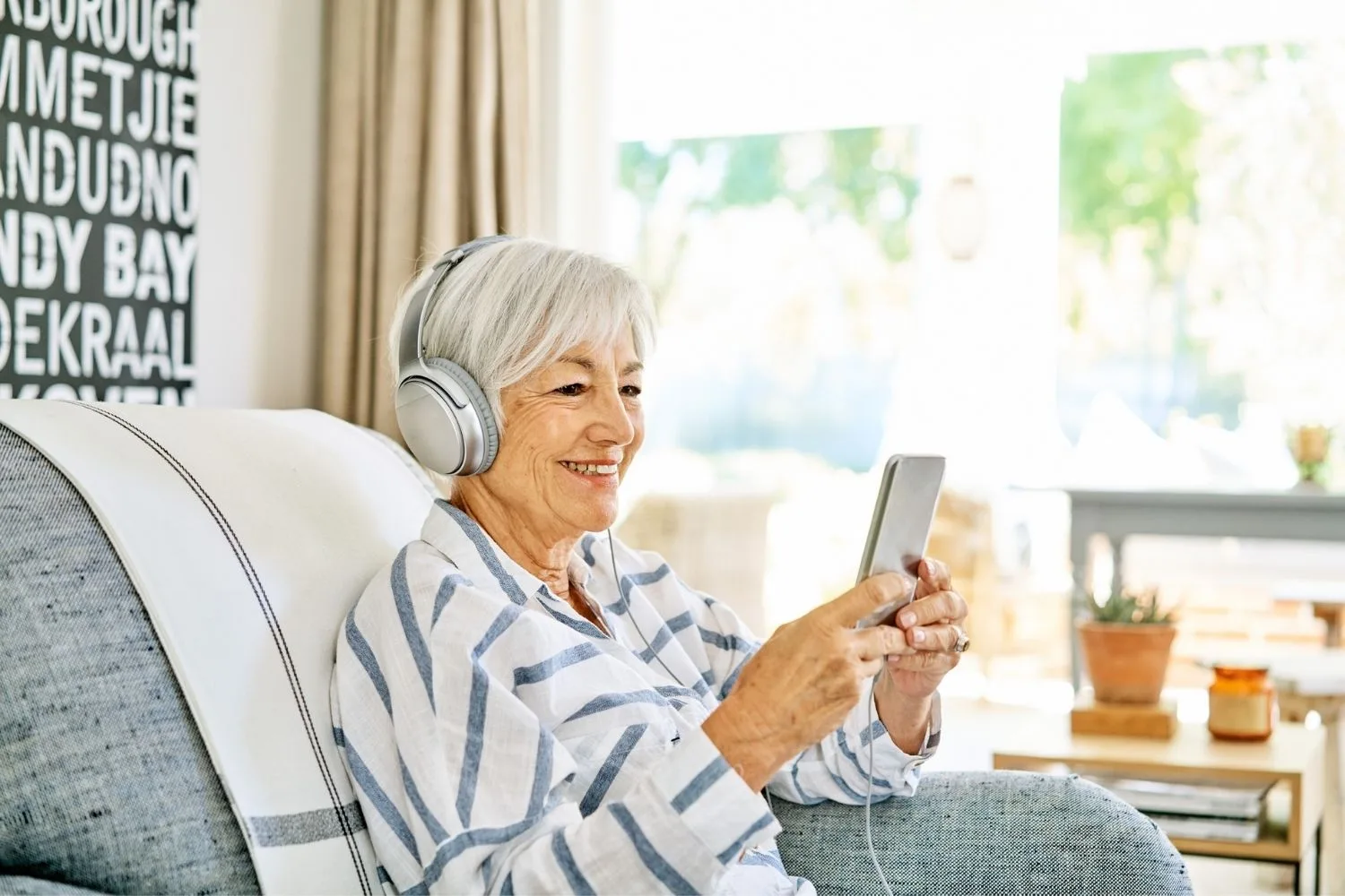 woman listening to something on phone